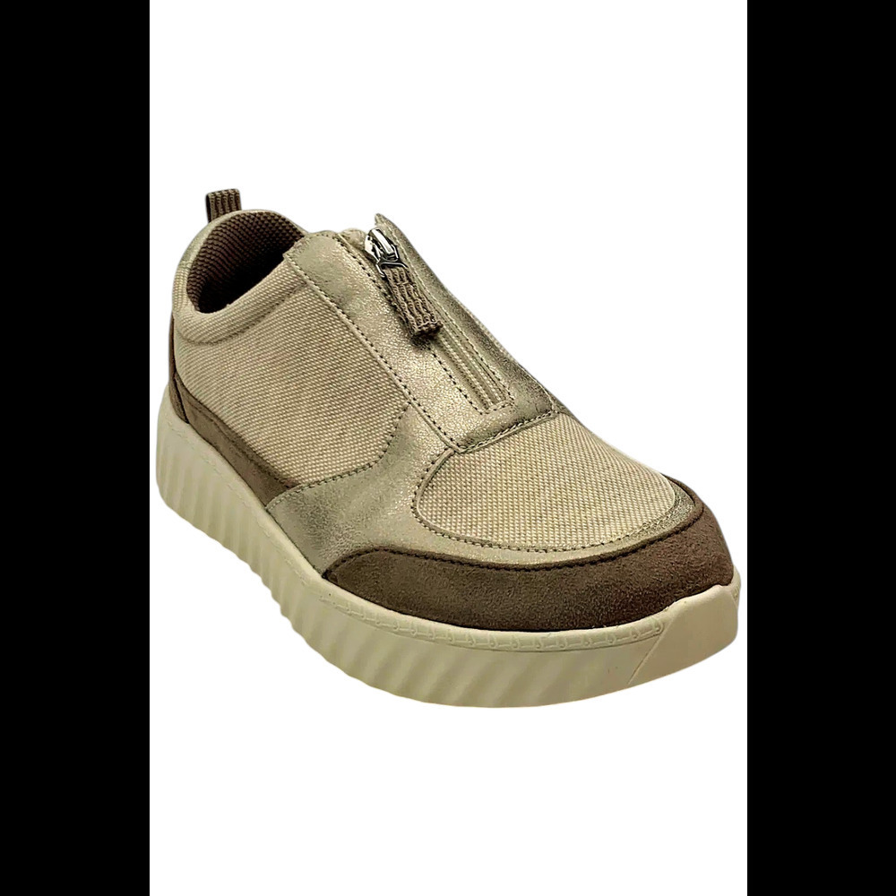 BZees Women's Winner Zip Sneaker Taupe - Wide
